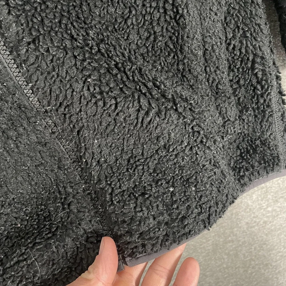 Patagonia Fleece Jacket Youth‎ Medium 10 Black Hooded Sherpa Full Zip Pockets